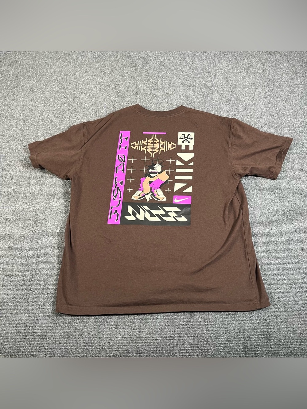 Nike Mens Shirt Medium Brown Graphic Print Just Do It Tee Streetwear Anime